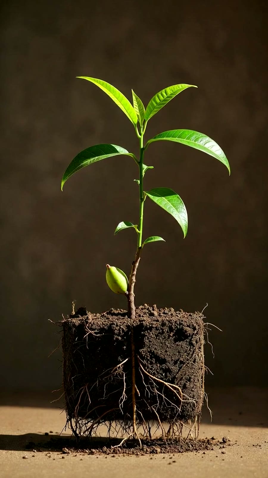 AI time transformation of a mango growing into a young tree